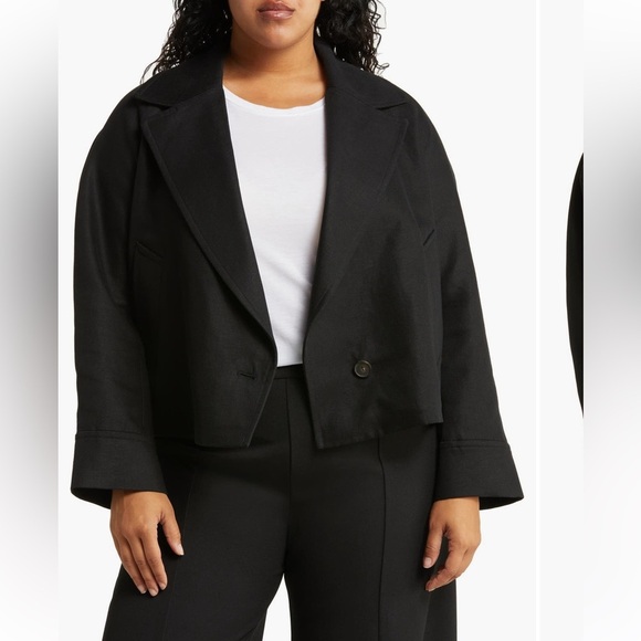 Vince Lightweight Cotton & Linen Blazer‎ black jacket coat women’s 2X NWT - Picture 2 of 4
